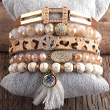 Boho Stone Beaded Bracelet 5pc Stack Bangle Set for Peace