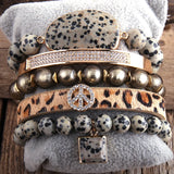 Boho Stone Beaded Bracelet 5pc Stack Bangle Set for Peace
