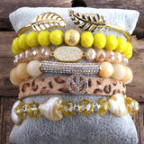 Boho Stone Beaded Bracelet 5pc Stack Bangle Set for Peace