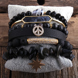 Boho Stone Beaded Bracelet 5pc Stack Bangle Set for Peace