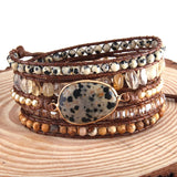 Boho Dalmatian Jasper Charm Wrap Bracelets