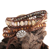 Boho Dalmatian Jasper Charm Wrap Bracelets