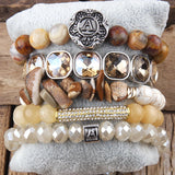 5pc Yellow Stack Bracelet Set Boho Jewelry