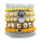 5pc Yellow Stack Bracelet Set Boho Jewelry