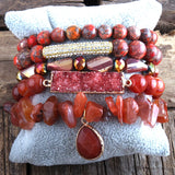 Boho Natural Stone Beaded Bracelet 5pc Sets Women Gift DropShip