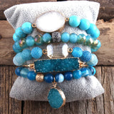 Boho Natural Stone Beaded Bracelet 5pc Sets Women Gift DropShip