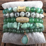 Boho Natural Stone Beaded Bracelet 5pc Sets Women Gift DropShip