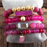 Boho Natural Stone Beaded Bracelet 5pc Sets Women Gift DropShip
