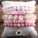 Boho Stone Beaded Bracelet Bangle 6pc Set for Women