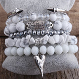 Boho Stone Beaded Bracelet Bangle 6pc Set for Women