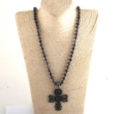 Boho Style Long Knotted Cross Necklace
