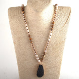 Boho Jewelry Natural Stones and Crystal Druzy Drop Pendant Necklaces