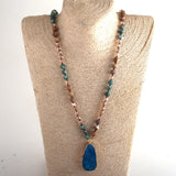 Boho Jewelry Natural Stones and Crystal Druzy Drop Pendant Necklaces