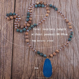 Boho Jewelry Natural Stones and Crystal Druzy Drop Pendant Necklaces