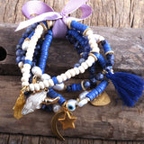 Boho Semi Precious Stone Bracelet 5pc Set for Women