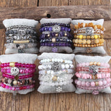 Boho Jewelry Set 5pc Beaded Stack Bracelet Sets For Women
