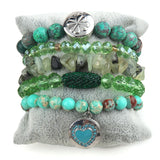 Boho Jewelry Set 5pc Brown Stack Bracelet Bangle Sets For Women