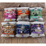 Boho Jewelry Set 5pc Brown Stack Bracelet Bangle Sets For Women