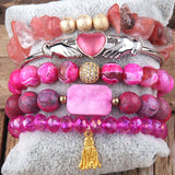 Boho Jewelry Set 5pc Brown Stack Bracelet Bangle Sets For Women