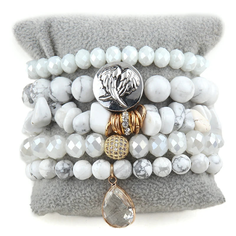 Boho Jewelry Set 5pc Stack Bracelet Bohemian Gift