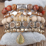 Boho Jewelry Set 5pc Stack Bracelet Bohemian Gift