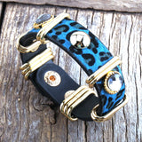 Boho Leather Armband Gold Metal Rectangle Leopard Horsetail Bracelet