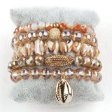 Boho Aqua Bead Bracelet Set for Women