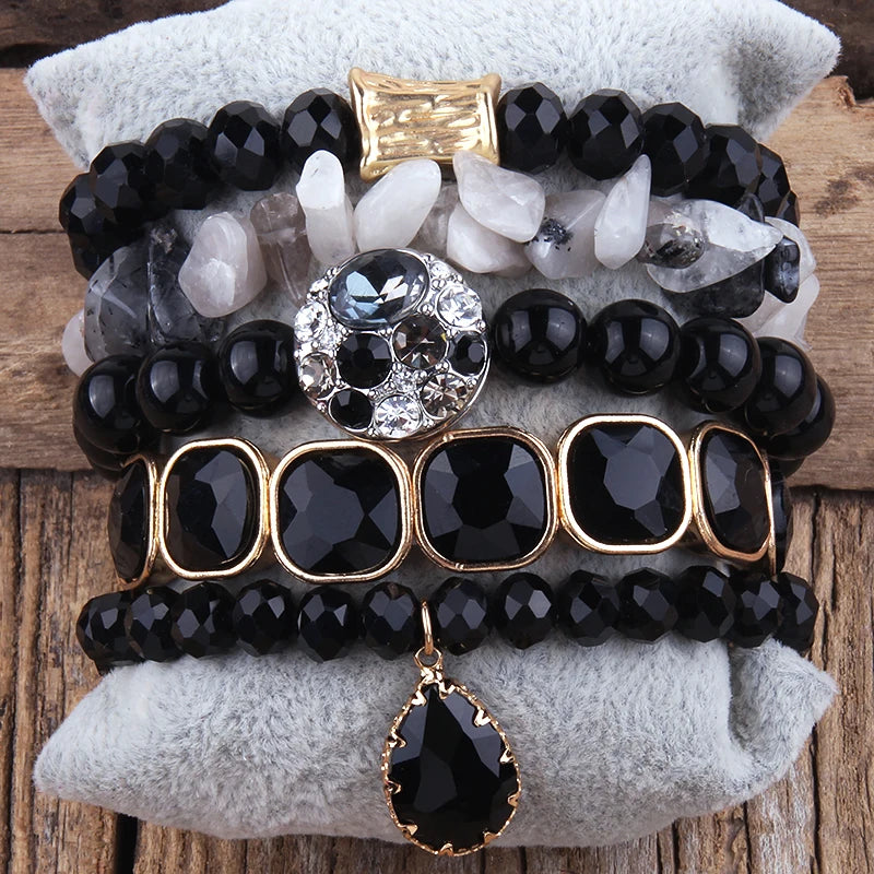 Boho Beaded Bracelet Set 5pc for Women