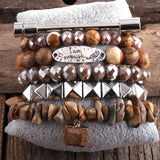 Boho Stone Beaded Bracelet 6pc Set For Women