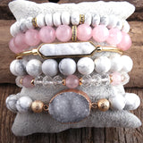 Boho Stack Bracelet Set Natural Beaded Bohemian Jewelry