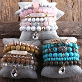 Boho Stack Bracelet Set Natural Beaded Bohemian Jewelry