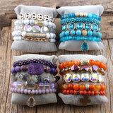 Boho Bracelet Set 5pc Beaded Stack Bracelets For Women