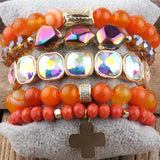 Boho Bracelet Set 5pc Beaded Stack Bracelets For Women