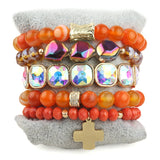 Boho Bracelet Set 5pc Beaded Stack Bracelets For Women