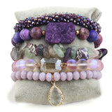 Boho Bracelet Set 5pc Beaded Stack Bracelets For Women