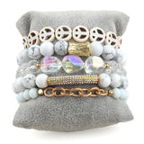 Boho Bracelet Set 5pc Beaded Stack Bracelets For Women