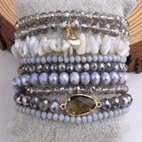 9pc Glass Crystal Beaded Bracelet Set for Jewelry