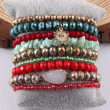 9pc Glass Crystal Beaded Bracelet Set for Jewelry