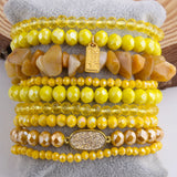 9pc Glass Crystal Beaded Bracelet Set for Jewelry