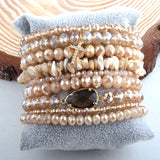 9pc Glass Crystal Beaded Bracelet Set for Jewelry
