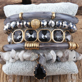 5pc Drop Charm Beaded Bracelet Set For Women