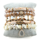 5pc Drop Charm Beaded Bracelet Set For Women