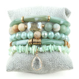 5pc Drop Charm Beaded Bracelet Set For Women