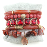 5pc Drop Charm Beaded Bracelet Set For Women