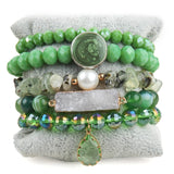 5pc Beaded Charm Bracelet Set for Women
