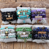 5pc Beaded Charm Bracelet Set for Women