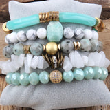 5pc Beaded Charm Bracelet Set for Women