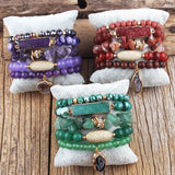 Druzy Beaded Bracelet Set Charm Stack Bracelets Gift