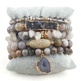 Druzy Beaded Bracelet Set Charm Stack Bracelets Gift