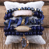 Druzy Beaded Bracelet Set Charm Stack Bracelets Gift
